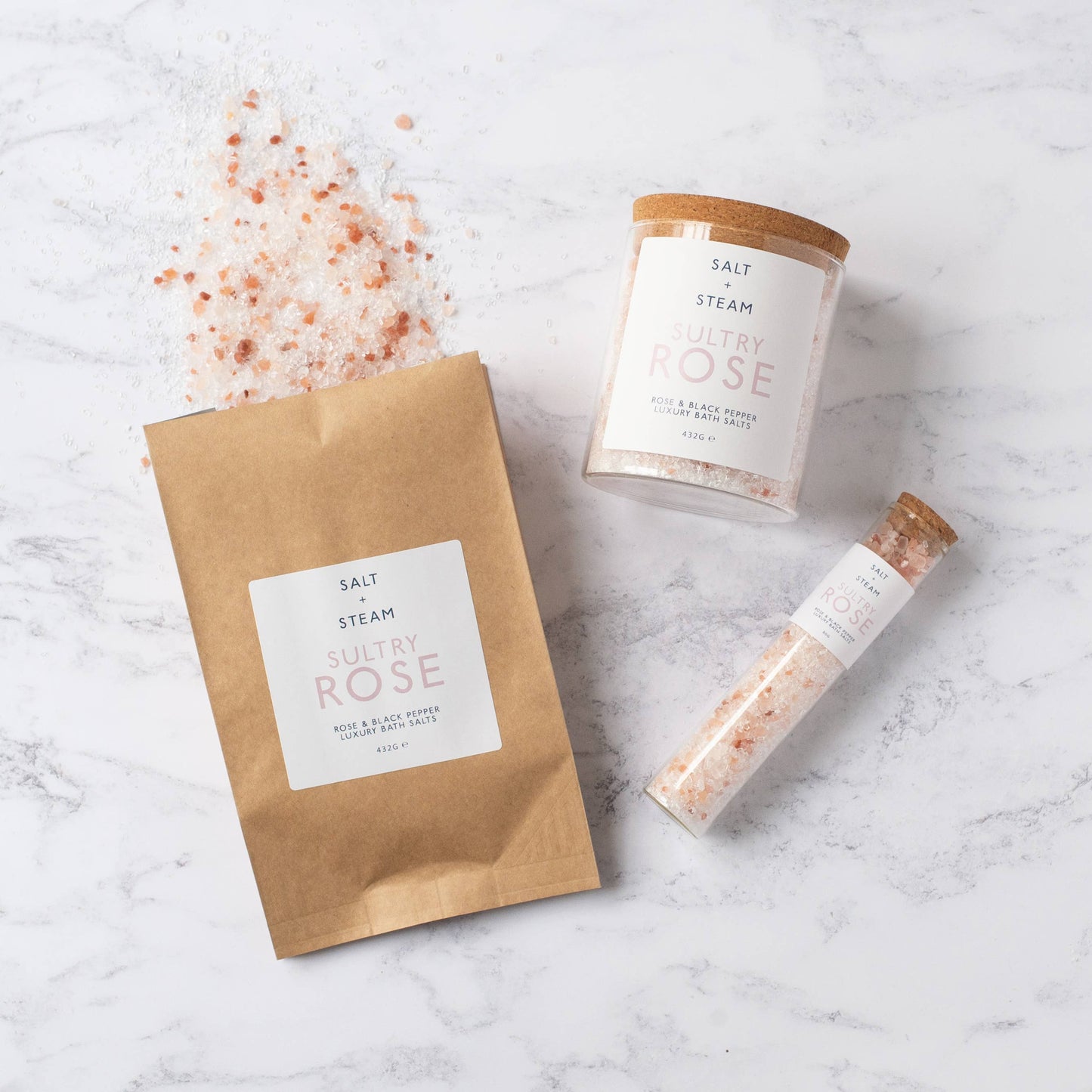 Sultry Rose - Rose & Black Pepper Bath Salts 80g & 432g: Test Tube