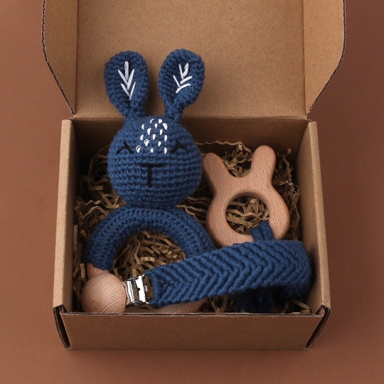 Blueberry Cottontail Bunny Baby Rattle