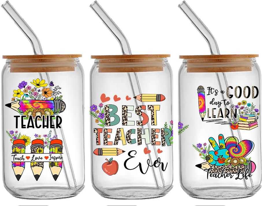 Best Teacher Ever Glass Cup 🍎