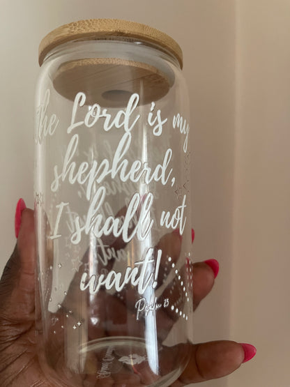 The Lord is my Shepherd Glass Cup