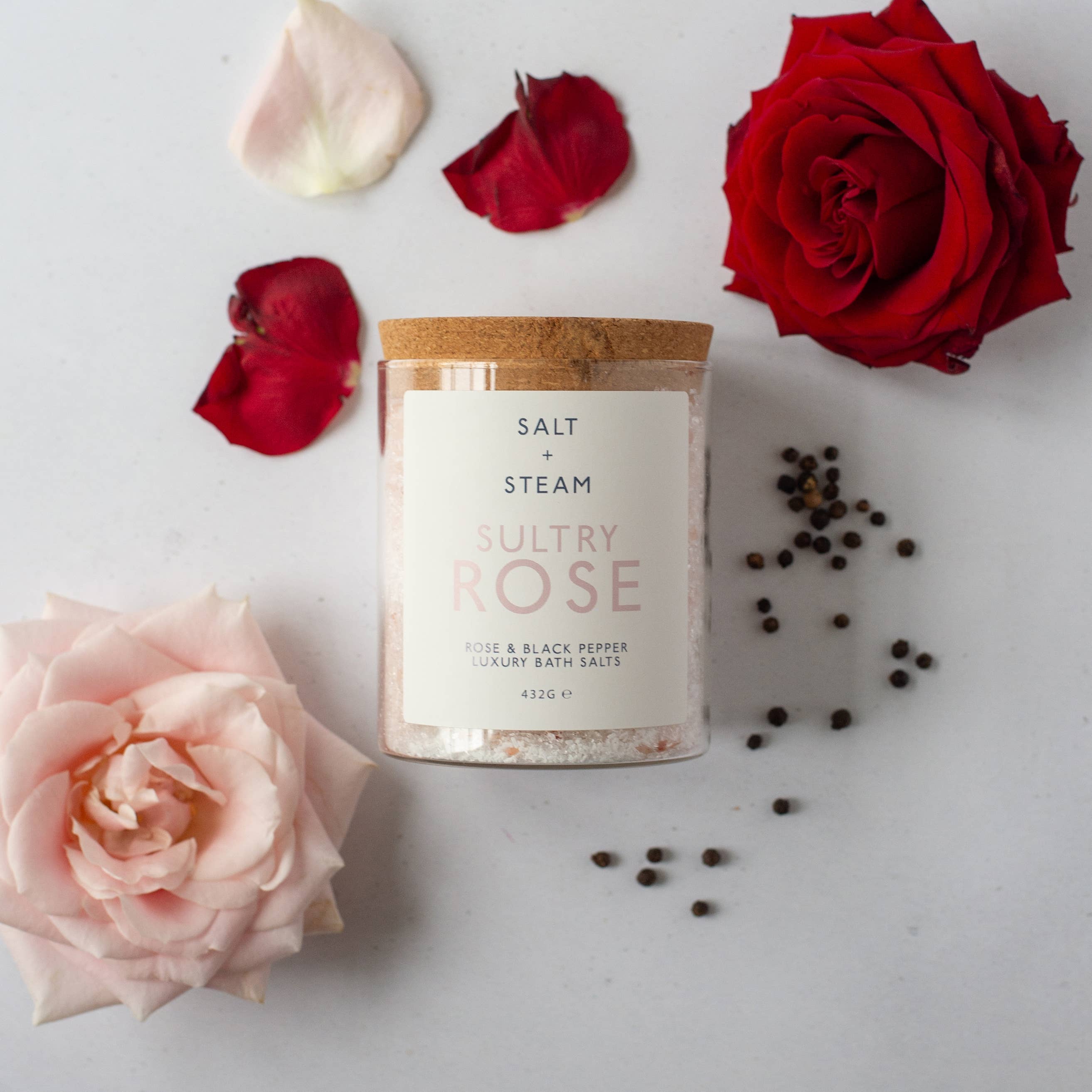 Sultry Rose - Rose & Black Pepper Bath Salts 80g & 432g: Test Tube
