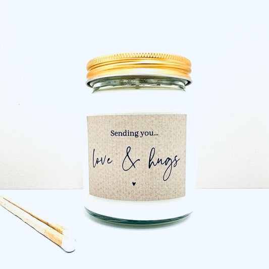 Sending love and hugs handmade soy scented candle : Coconut Milk and Sea Salt