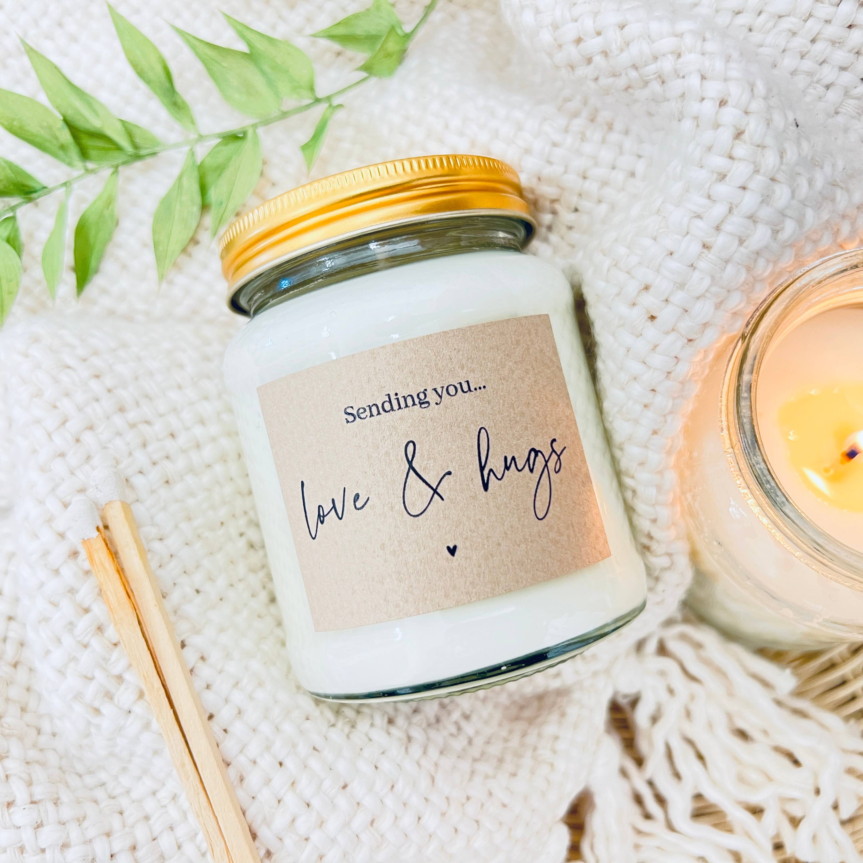 Sending love and hugs handmade soy scented candle : Coconut Milk and Sea Salt