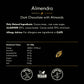 Almendra. Dark chocolate with almonds. Vegan. 50g bar