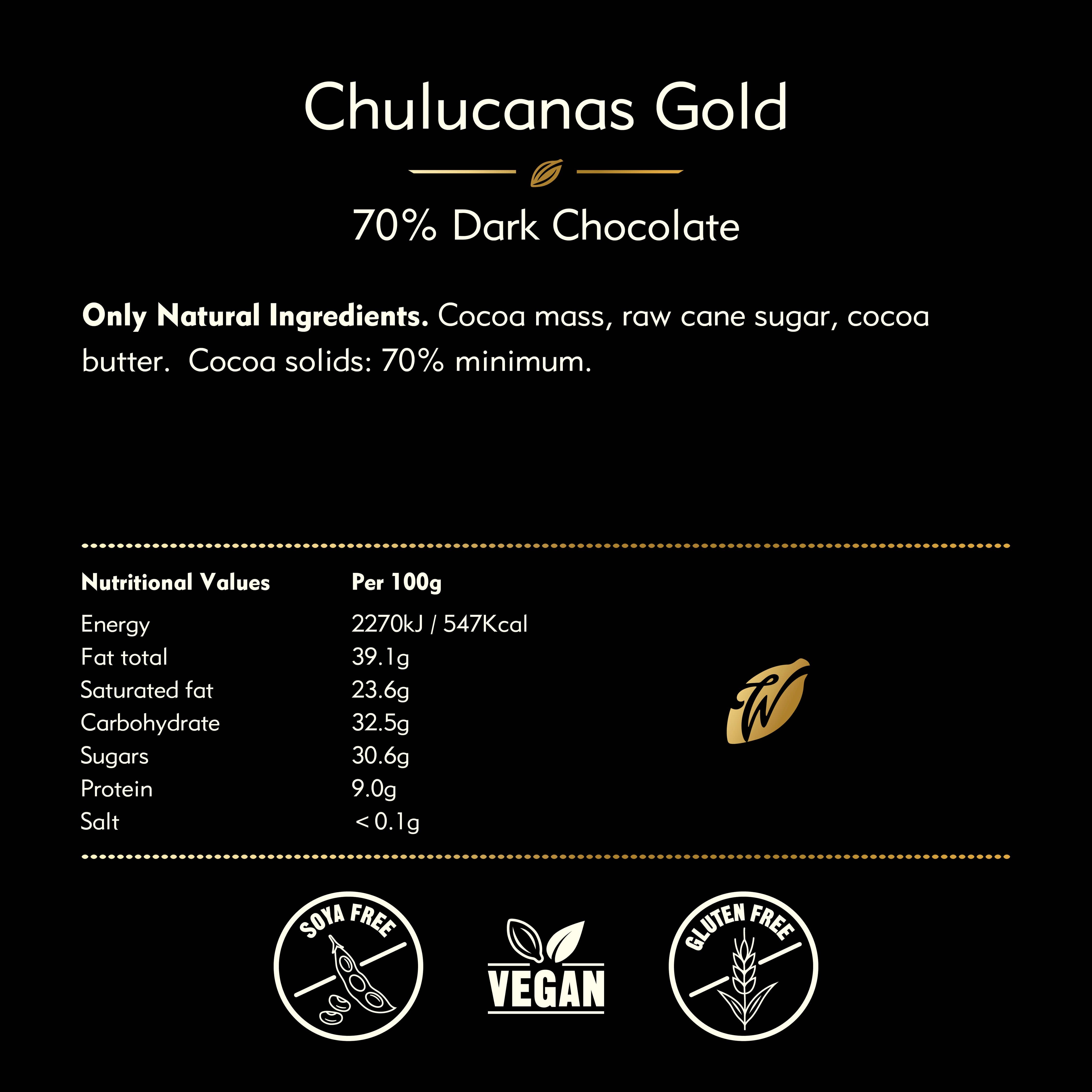 Chulucanas 70% dark chocolate. Raisin notes. Vegan. 50g bar