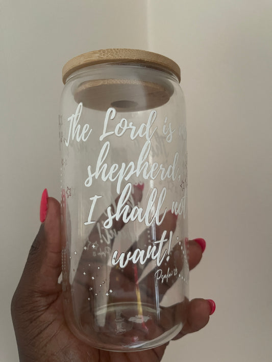 The Lord is my Shepherd Glass Cup