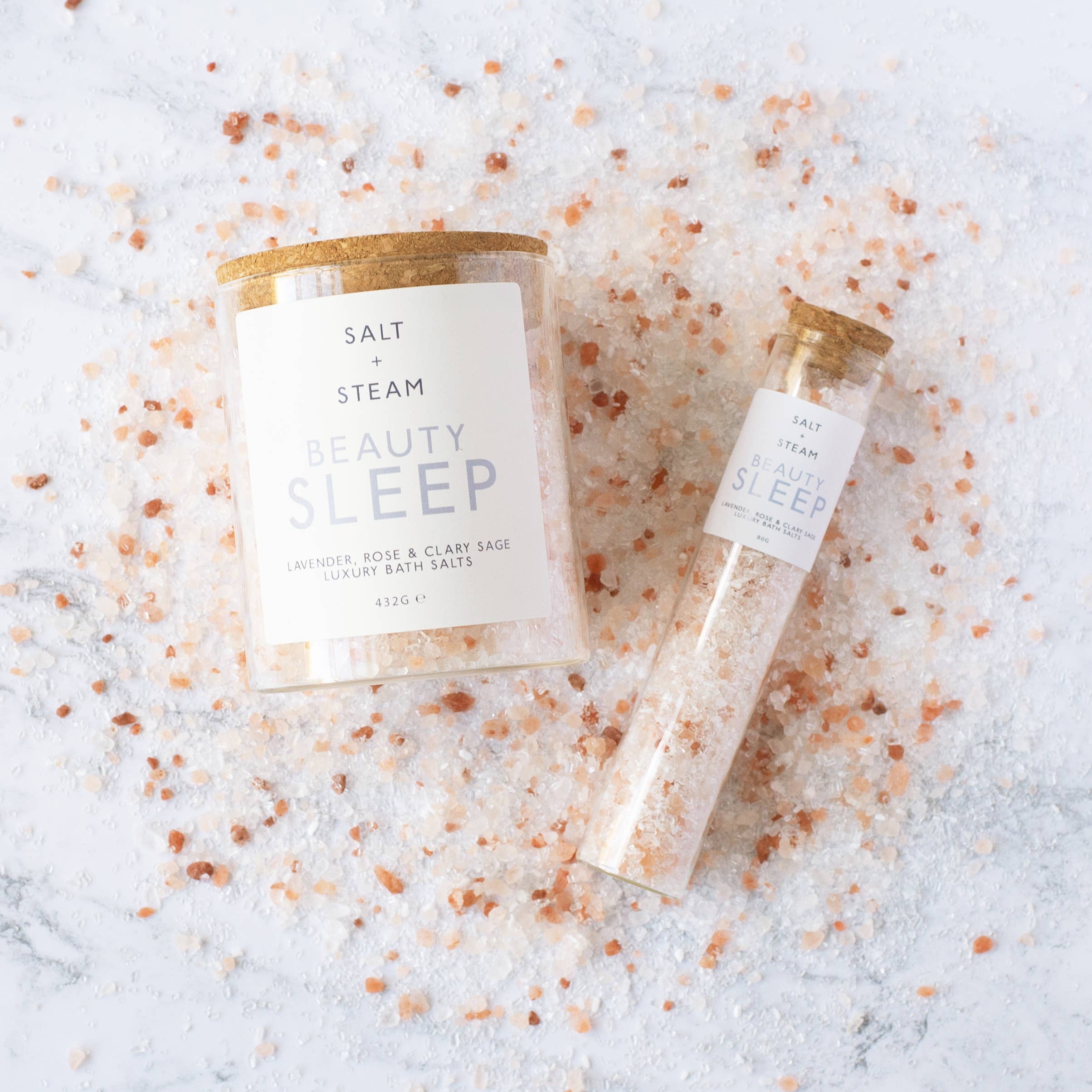 Beauty Sleep - Lavender & Rose Bath Salts 80g & 432g: Test Tube