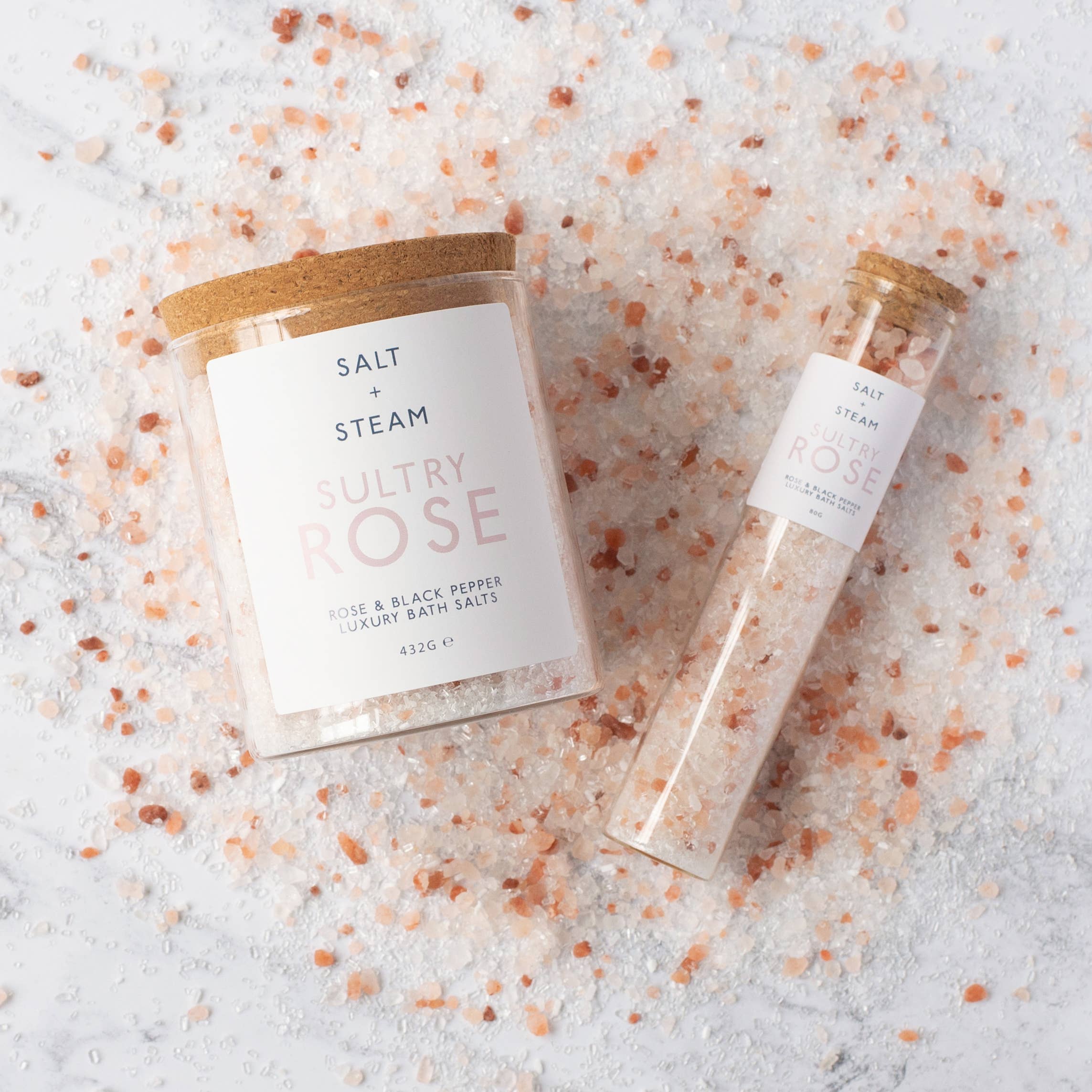 Sultry Rose - Rose & Black Pepper Bath Salts 80g & 432g: Test Tube