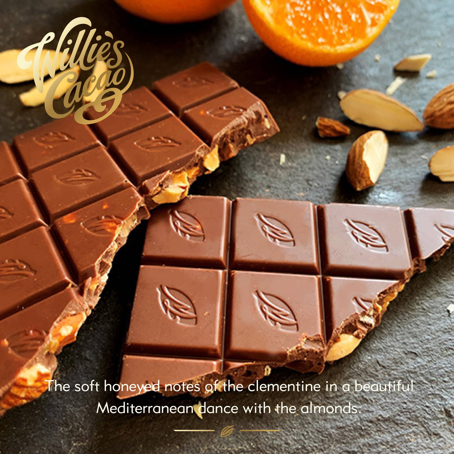Clementina's Almonds. Milk chocolate. 50g bar