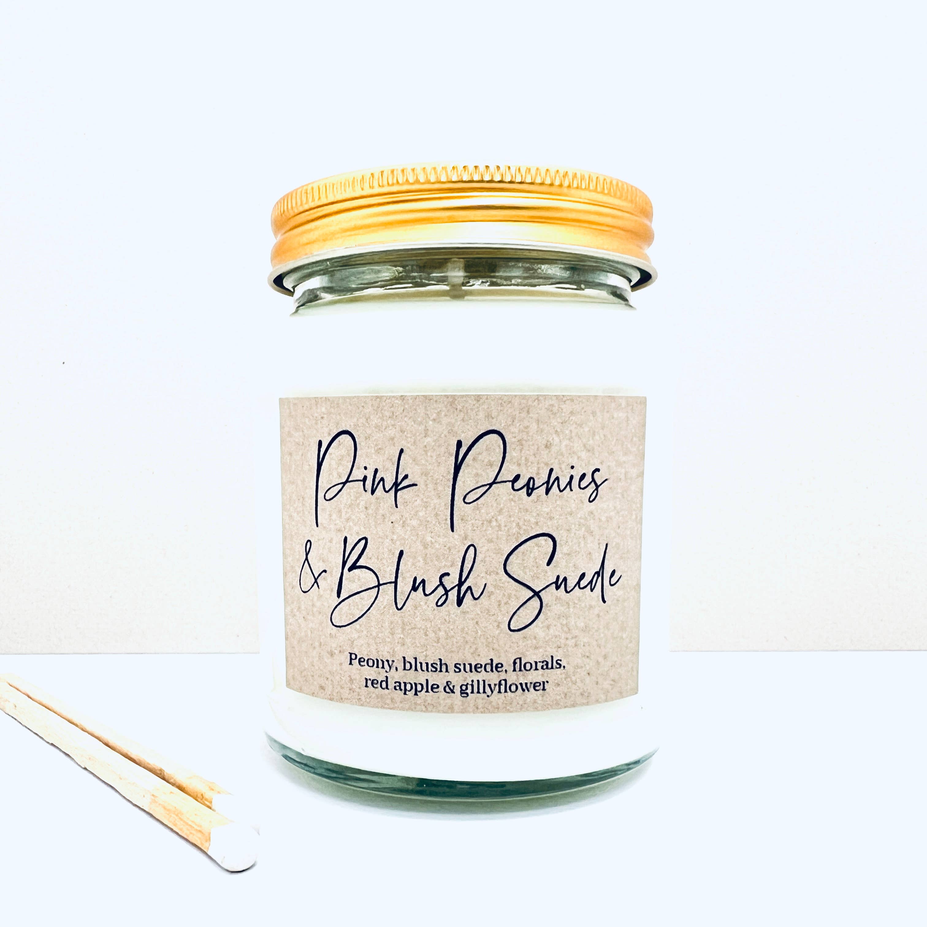 Pink Peonies & Blush Suede Handmade Soy Scented Candle