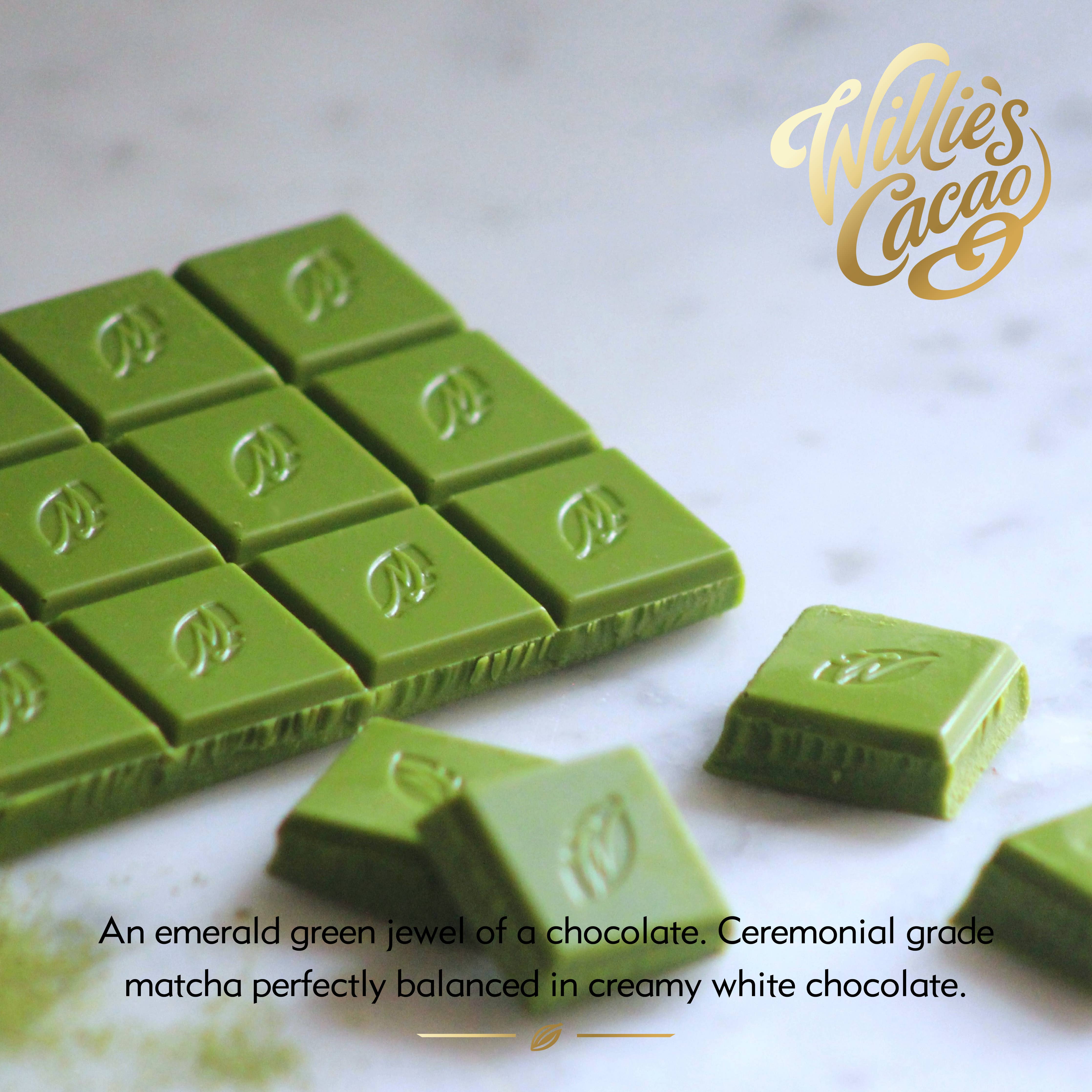 Matcha. White chocolate w. ceremonial grade matcha. 50g bar