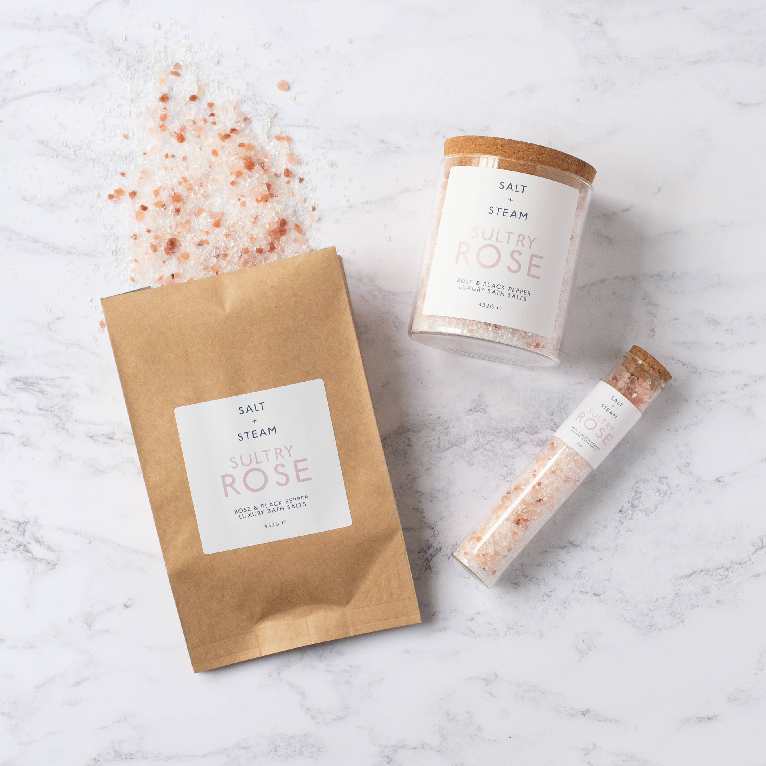 Sultry Rose - Rose & Black Pepper Bath Salts 80g & 432g: Test Tube