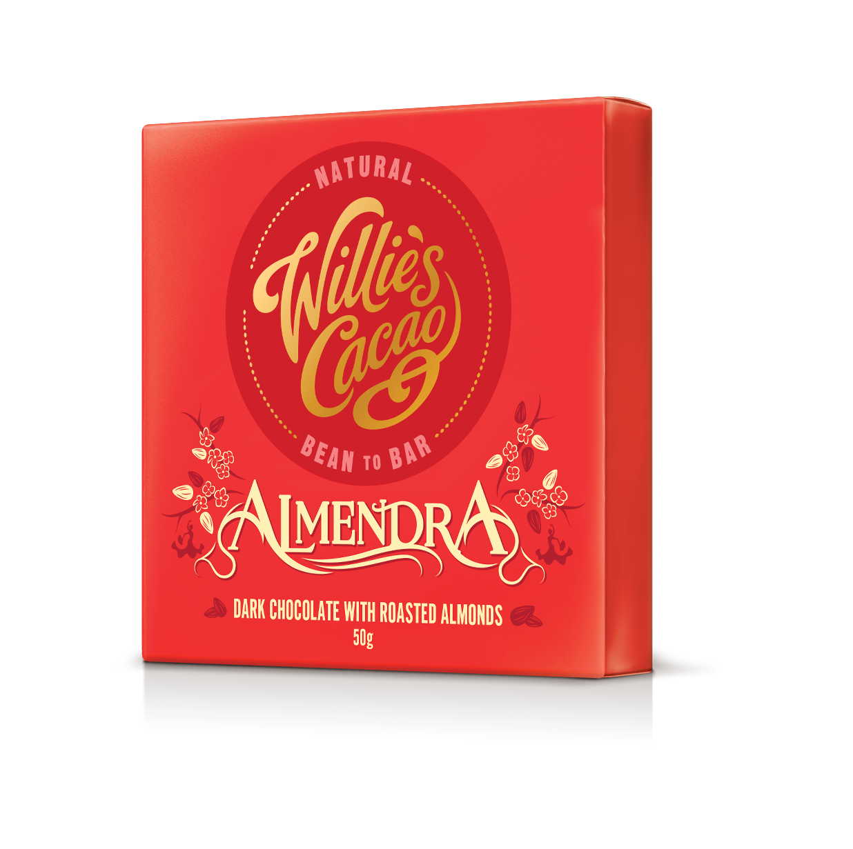 Almendra. Dark chocolate with almonds. Vegan. 50g bar