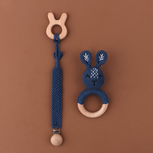 Blueberry Cottontail Bunny Baby Rattle