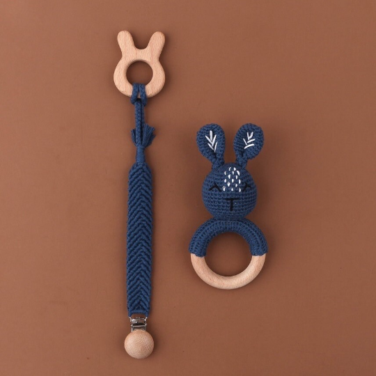 Blueberry Cottontail Bunny Baby Rattle