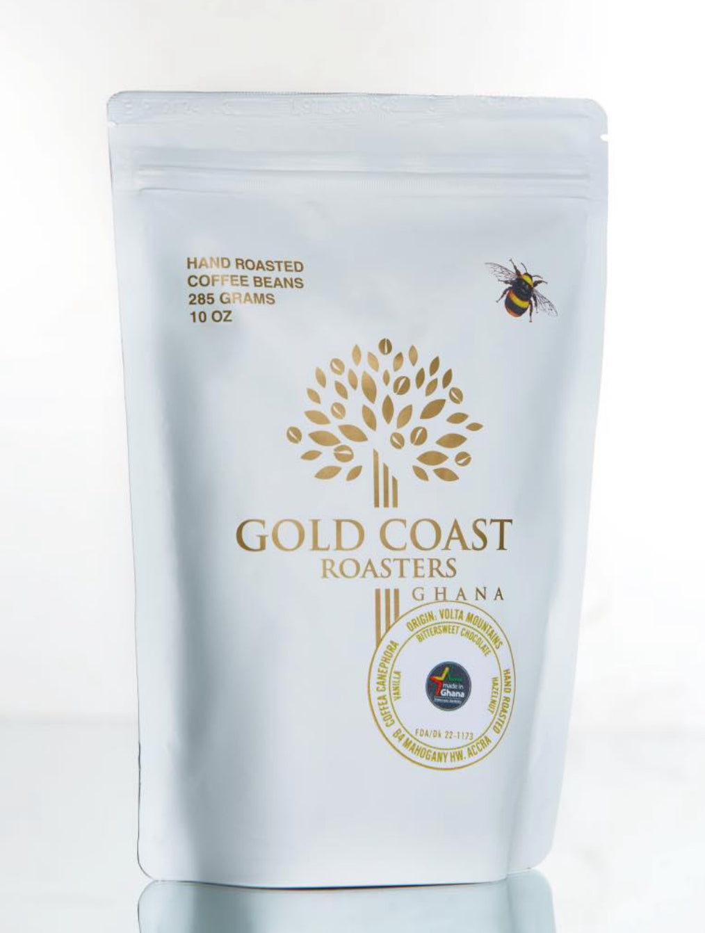 Gold Coast Roasters coffee beans packaging on a white background