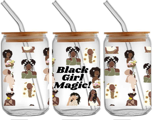 Black Girl Glass Cup