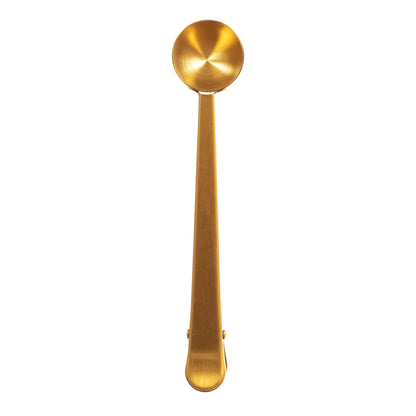 Gold Stainless Coffee Scoop and Clip