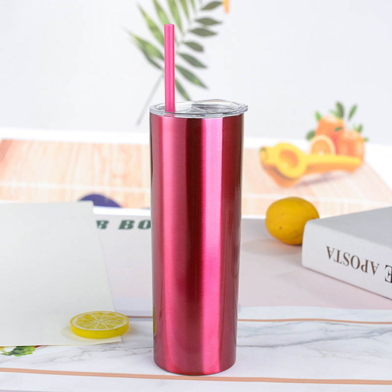 Glossy Pink Skinny Tumbler