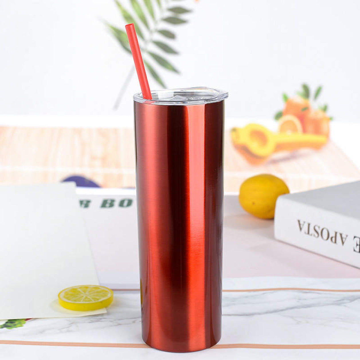 Fire Engine Red Skinny Tumbler