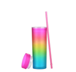 Rainbow gradient cup with straw