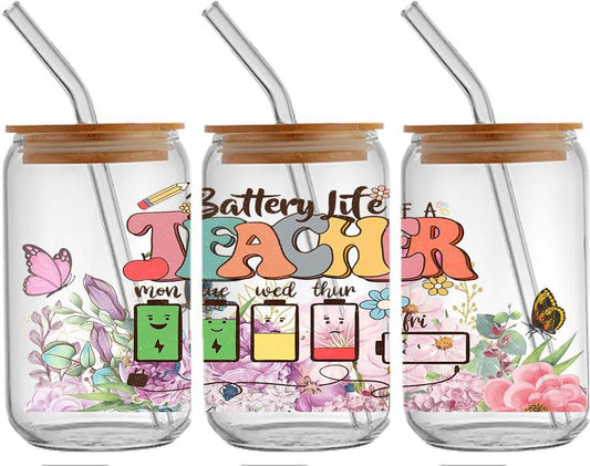 Teacher Battery Life Glass Cup