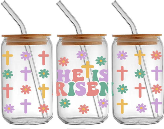 He Is Risen Glass Cup