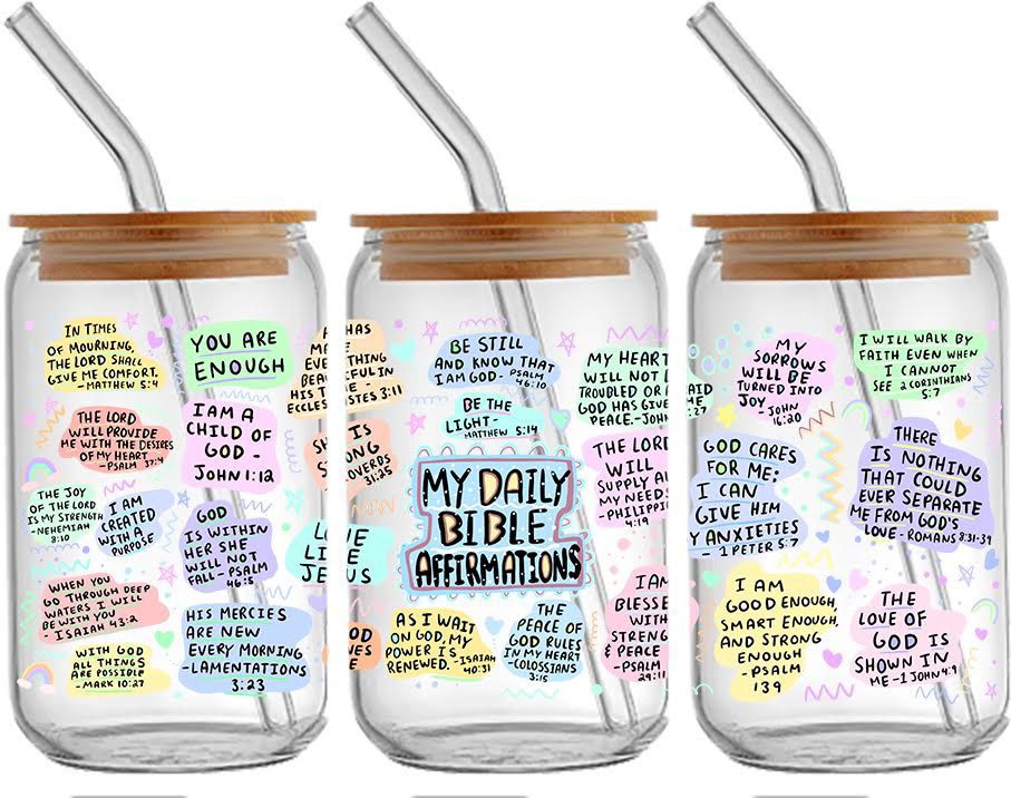 My Daily Bible Affirmations Glass Cup