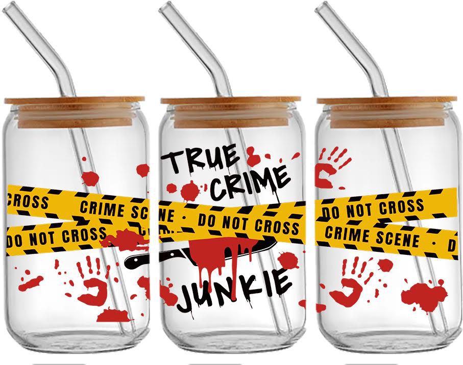 True Crime Junkie Beer Can Glass Cup