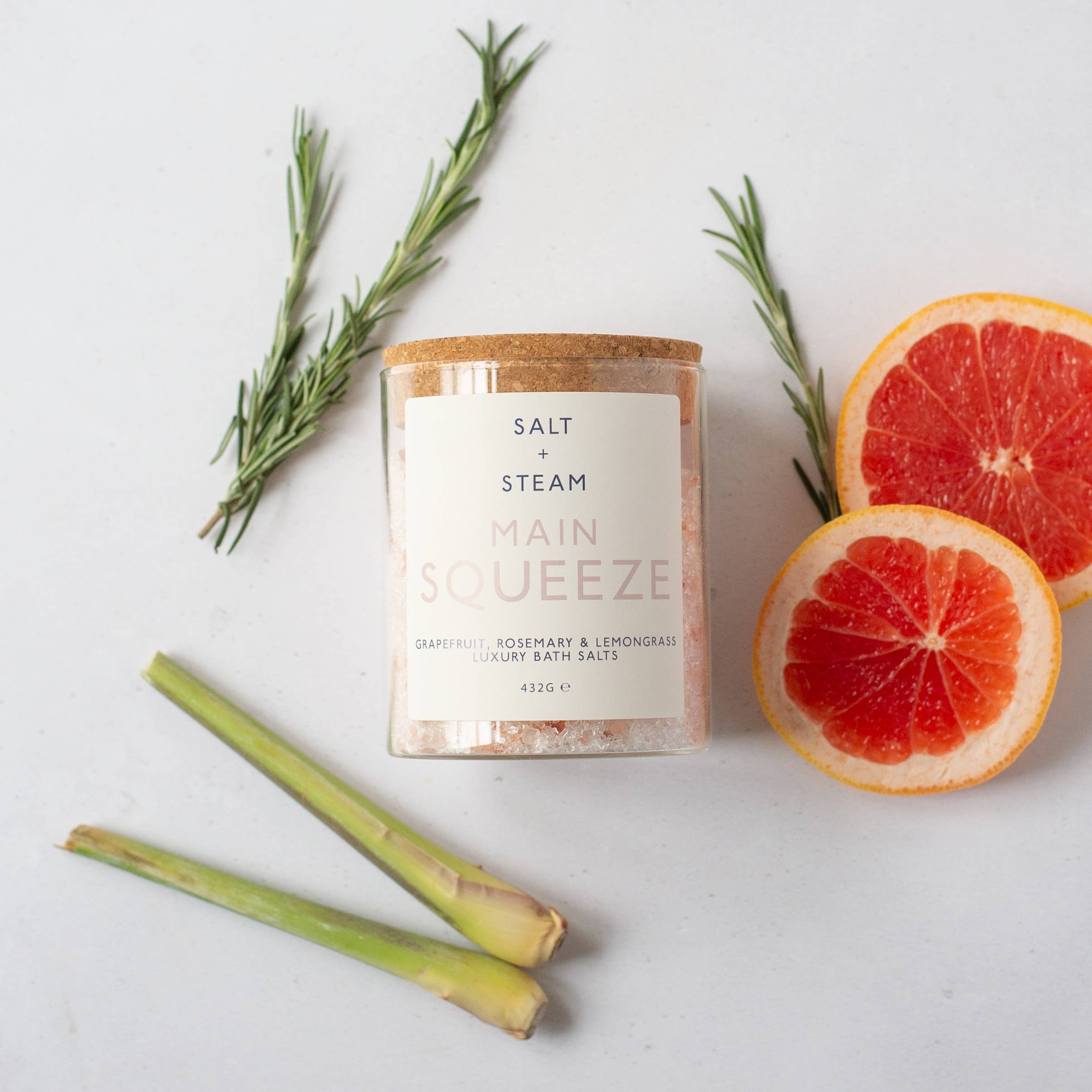 Main Squeeze - Grapefruit & Rosemary Bath Salts 80g & 432g: Test Tube