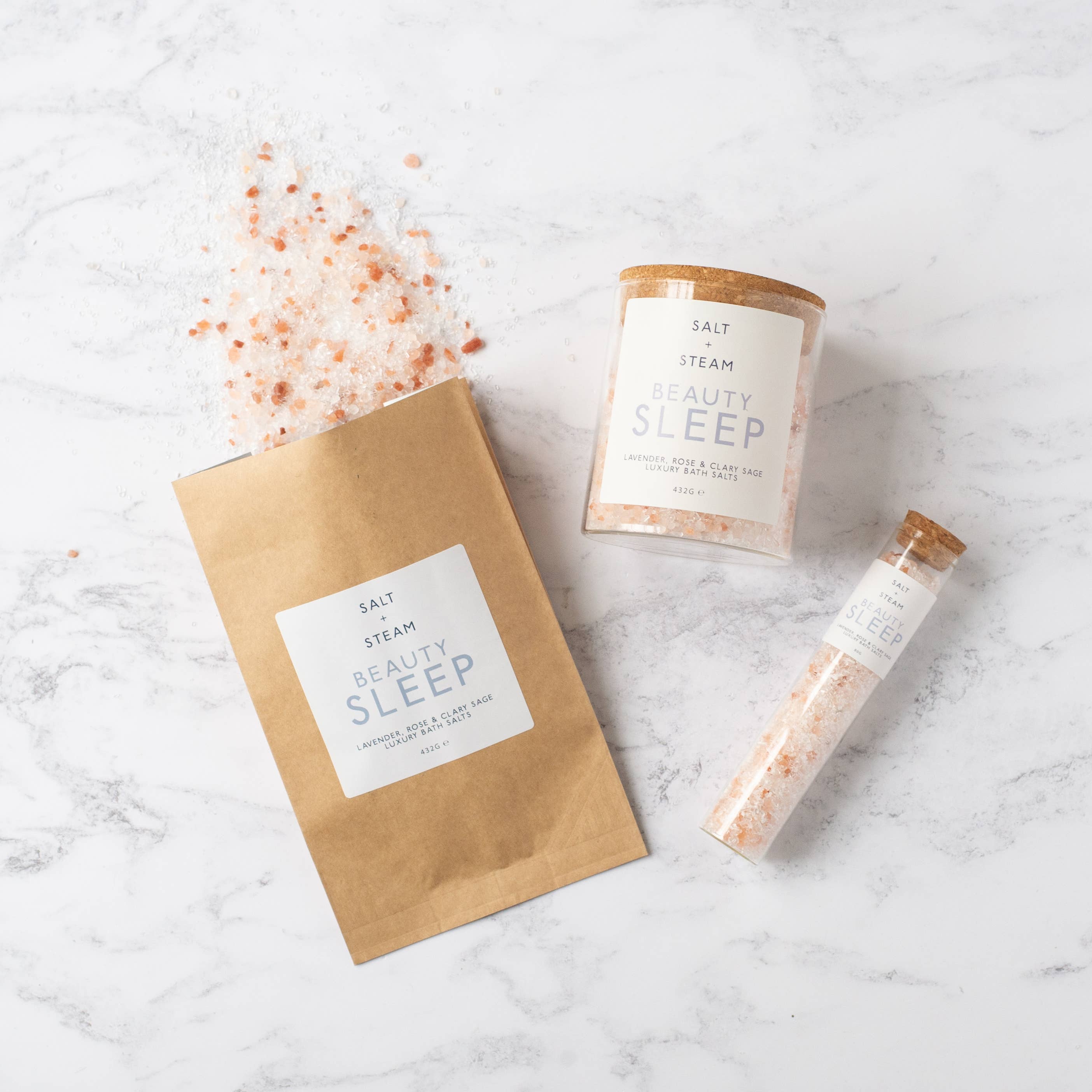 Beauty Sleep - Lavender & Rose Bath Salts 80g & 432g: Test Tube