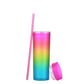 Rainbow Gradient Cup With Straw