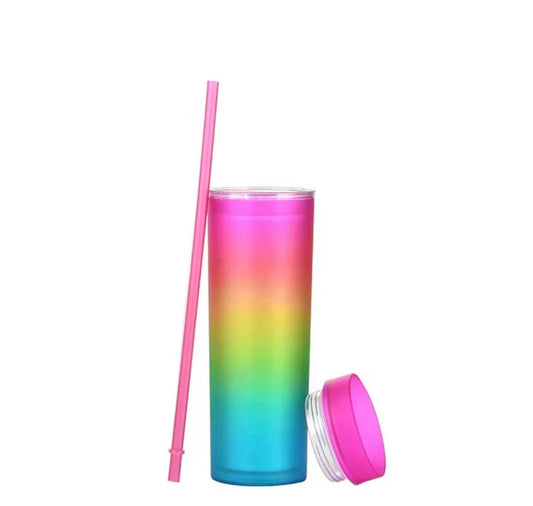 Rainbow Gradient Cup With Straw