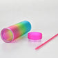 Rainbow Gradient Cup With Straw