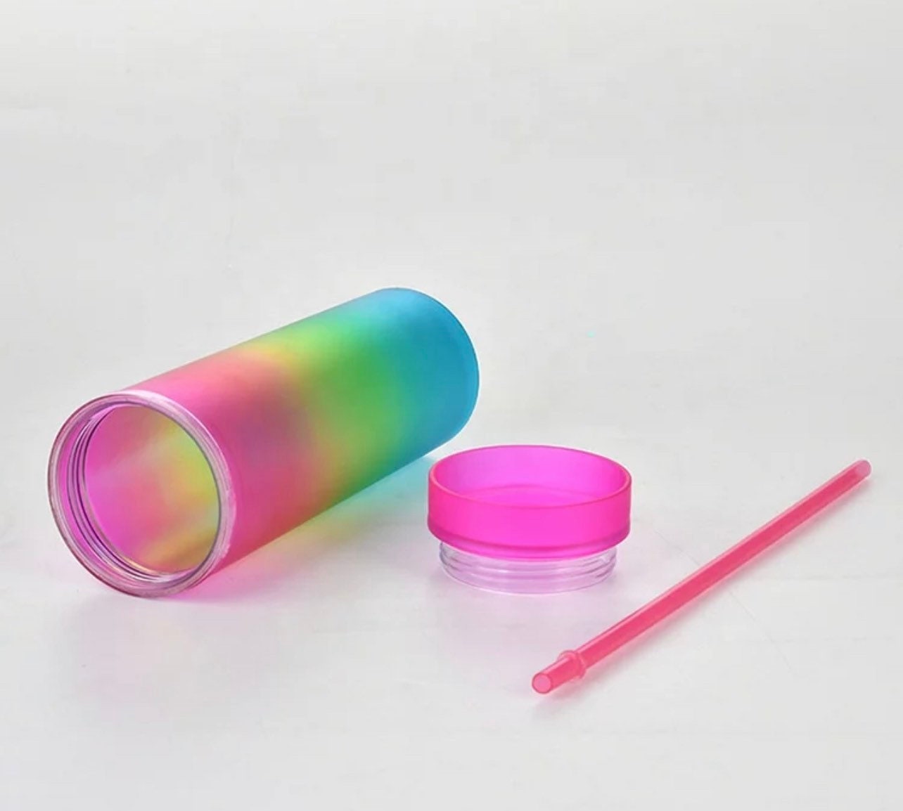 Rainbow Gradient Cup With Straw